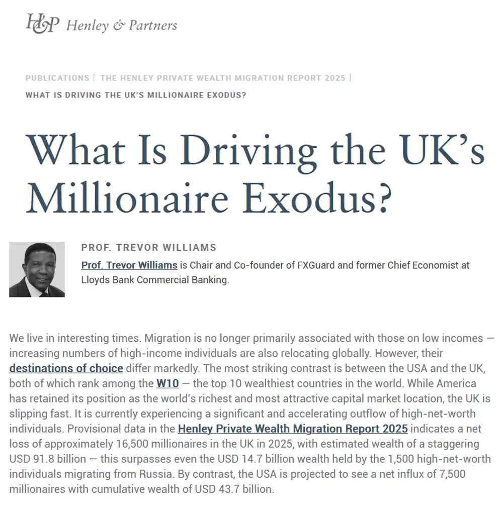 What Is Driving the UK’s Millionaire Exodus?